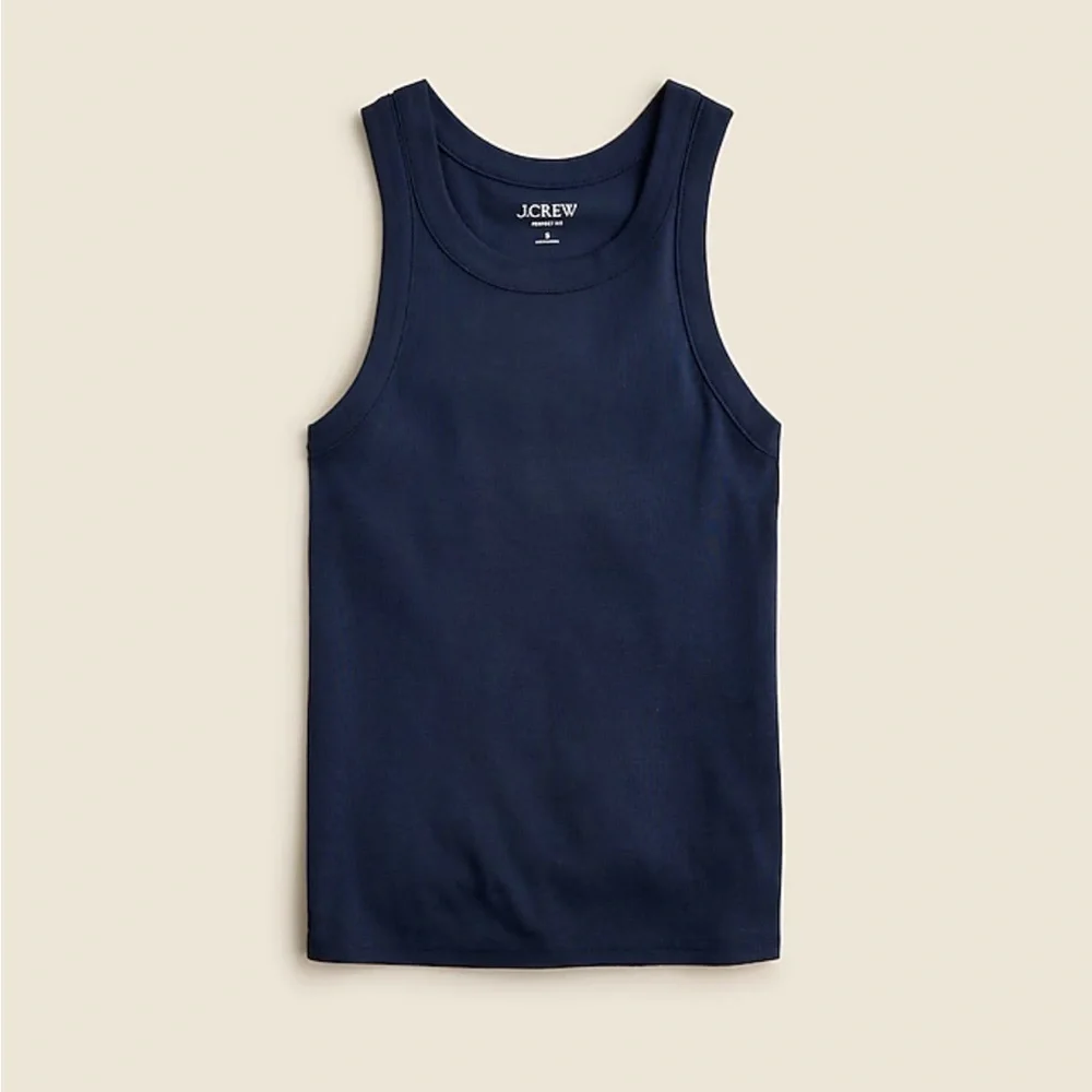 NWT J.Crew Perfect Fit High Neck Tank Top Navy Blue Womens Size XS